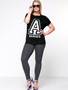 Casual Short Sleeve Letters Printed Round Neck Plus Size T-Shirt