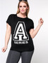 Casual Short Sleeve Letters Printed Round Neck Plus Size T-Shirt