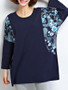 Casual Loose Floral Paisley Round Neck Plus Size T-Shirt