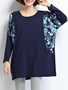 Casual Loose Floral Paisley Round Neck Plus Size T-Shirt