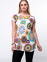 Casual Special Colorful Printed Round Neck Plus Size T-Shirt