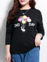 Casual Cartoon Letters Round Neck Plus Size T-Shirt