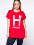 Casual Letters Printed Loose Round Neck Plus Size T-Shirt