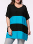 Casual Oversized Color Block Striped Plus Size T-Shirt