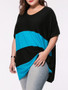 Casual Oversized Color Block Striped Plus Size T-Shirt