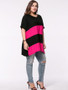Casual Oversized Color Block Striped Plus Size T-Shirt