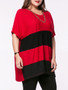 Casual Oversized Color Block Striped Plus Size T-Shirt