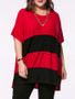 Casual Oversized Color Block Striped Plus Size T-Shirt