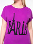 Casual Designed Paris Printed Round Neck Plus Size T-Shirt