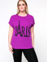 Casual Designed Paris Printed Round Neck Plus Size T-Shirt