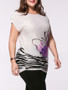 Casual Butterfly Floral Printed Plus Size T-Shirt