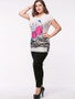 Casual Butterfly Floral Printed Plus Size T-Shirt