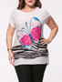 Casual Butterfly Floral Printed Plus Size T-Shirt