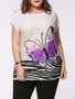 Casual Butterfly Floral Printed Plus Size T-Shirt