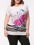 Casual Butterfly Floral Printed Plus Size T-Shirt