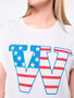 Casual US Flag Letter Printed Round Neck Plus Size T-Shirt