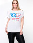 Casual US Flag Letter Printed Round Neck Plus Size T-Shirt