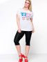 Casual US Flag Letter Printed Round Neck Plus Size T-Shirt