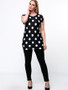 Casual Round Neck Polka Dot Plus Size T-Shirt