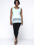 Casual Solid Sleeveless Round Neck Patchwork Lace Plus Size T-Shirt