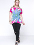 Casual Fabulous Asymmetric Hem Printed Round Neck Plus Size T-Shirt