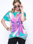 Casual Fabulous Asymmetric Hem Printed Round Neck Plus Size T-Shirt