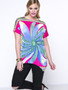 Casual Fabulous Asymmetric Hem Printed Round Neck Plus Size T-Shirt