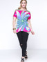 Casual Fabulous Asymmetric Hem Printed Round Neck Plus Size T-Shirt