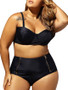 Casual Spaghetti Strap Zips Plain Plus Size Swimwear