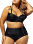 Casual Spaghetti Strap Zips Plain Plus Size Swimwear