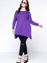 Casual Basic Round Neck Plain Plus Size T-Shirt