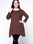 Casual Basic Round Neck Plain Plus Size T-Shirt