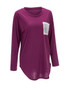 Casual Glitter Patch Pocket Round Neck Plus Size T-Shirt
