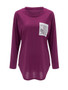 Casual Glitter Patch Pocket Round Neck Plus Size T-Shirt