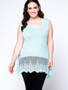 Casual Lovely Basic Patchwork Hollow Out Plain Plus Size T-Shirt