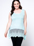 Casual Lovely Basic Patchwork Hollow Out Plain Plus Size T-Shirt