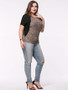 Casual Hot Leopard Round Neck Plus Size T-Shirt