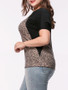 Casual Hot Leopard Round Neck Plus Size T-Shirt