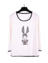 Casual Round Neck Contrast Trim Cartoon Plus Size T-Shirt