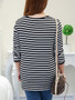 Casual Boat Neck Cutout Striped Plus Size T-Shirt