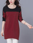 Casual Longline Color Block Round Neck Plus Size T-Shirt