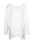 Casual V-Neck Hollow Out Solid Plus Size Batwing Sleeve T-Shirt