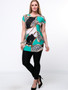 Casual Color Block Leopard Round Neck Plus Size T-Shirt