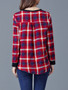 Casual Round Neck Plaid Plus Size T-Shirt