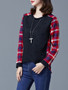 Casual Round Neck Plaid Plus Size T-Shirt