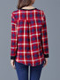 Casual Round Neck Plaid Plus Size T-Shirt