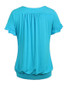 Casual V-Neck Plain Plus Size T-Shirt With Ruffle Trim