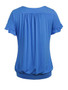 Casual V-Neck Plain Plus Size T-Shirt With Ruffle Trim
