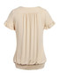 Casual V-Neck Plain Plus Size T-Shirt With Ruffle Trim