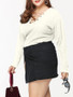 Lace-Up Plain Deep V-Neck Plus Size T-Shirt